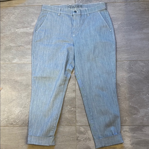 New Yoga Jeans Striped Cropped Pants - Picture 2 of 4